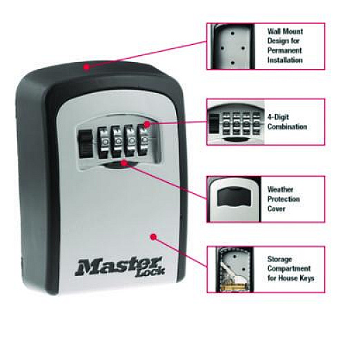 Master Lock Locking Combination 5-Key Steel Box, 3.25" Wide, Black/Silver (5401D)