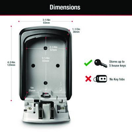 Master Lock Locking Combination 5-Key Steel Box, 3.25" Wide, Black/Silver (5401D)