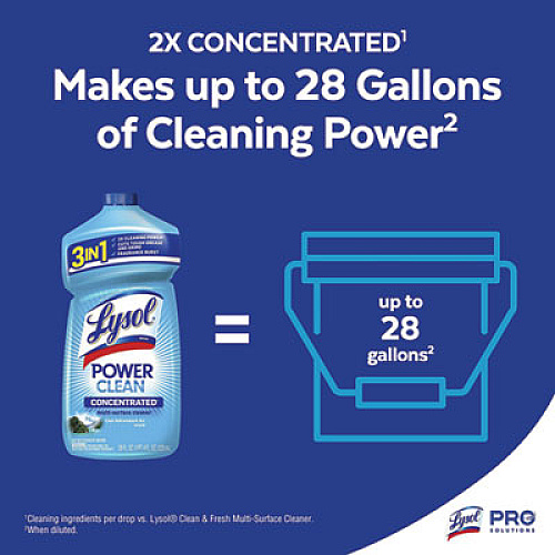 LYSOL Brand Power Clean Concentrated Multi-Surface Cleaner, Cool Adirondack, 28 oz Pour Bottle, 9/Carton (82515CT)