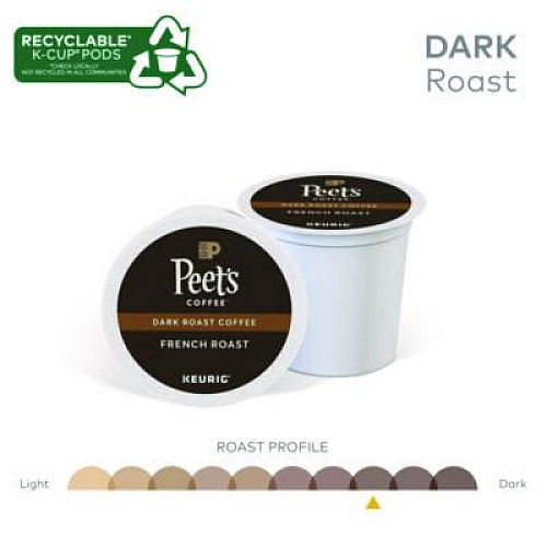 Peet's Coffee & Tea French Roast Coffee K-Cups, 22/Box (6545)