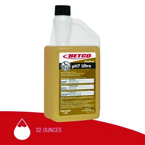 Betco pH7 Ultra Floor Cleaner, Lemon Scent, 32 oz Bottle, 6/Carton (1784800)