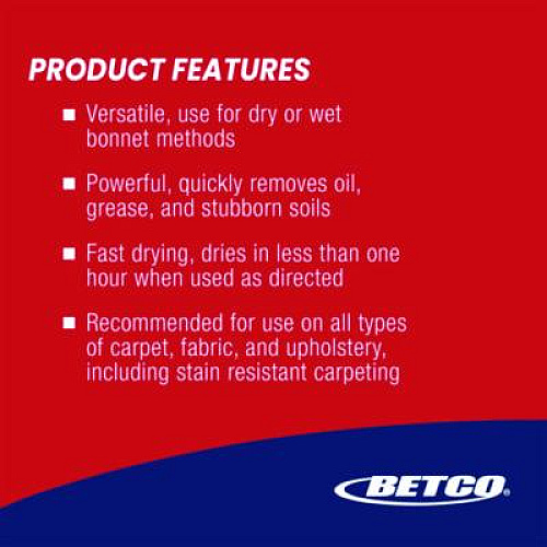 Betco FiberPRO Bonbet Carpet Shampoo, Pleasant Scent, 1 gal Bottle, 4/Carton (4080400)