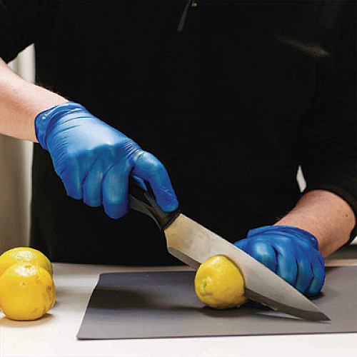 GloveWorks by AMMEX Industrial Vinyl Gloves, Powder-Free, Medium, 3 mil Thick, 9.5" Long, Blue, 100/Box, 10 Boxes/Carton (IVBPF44100)