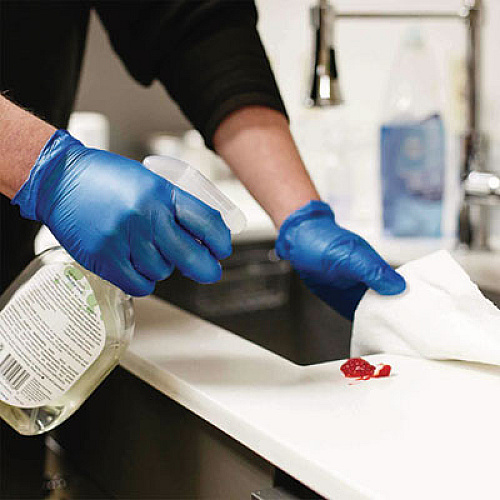 GloveWorks by AMMEX Industrial Vinyl Gloves, Powder-Free, Large, 3 mil Thick, 9.5" Long, Blue, 100/Box, 10 Boxes/Carton (IVBPF46100)