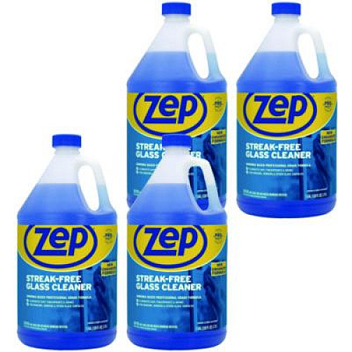 Zep Commercial Streak-Free Glass Cleaner, Pleasant Scent, 1 gal Bottle, 4/Carton (ZU1120128CT)