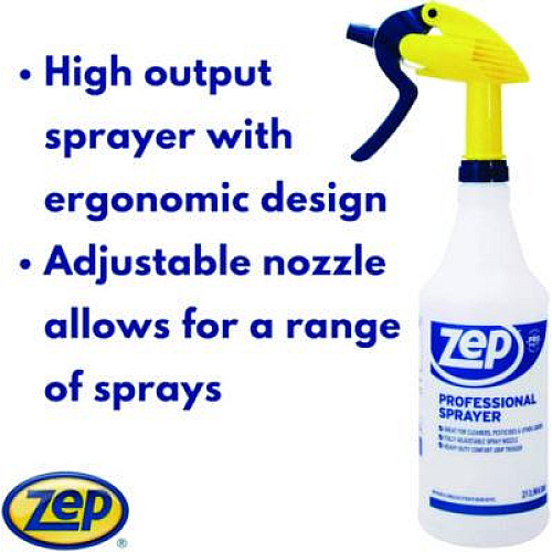 Zep Commercial Professional Spray Bottle with Trigger Sprayer, 32 oz Bottle, Clear (HDPRO36EA)