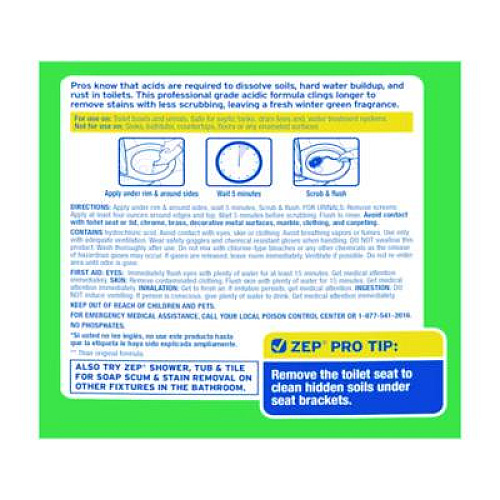 Zep Acidic Toilet Bowl Cleaner, Mint, 32 oz Bottle (ZUATBC32EA)