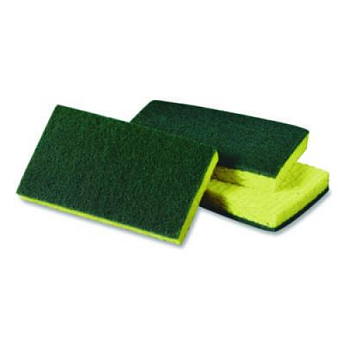 Scotch-Brite PROFESSIONAL Medium-Duty Scrubbing Sponge 74, 3.6 x 6.1, 0.7" Thick, Yellow/Green, 10/Pack (74CC)