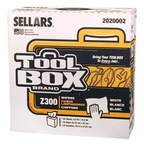 TOOLBOX Z300 Pop-Up Wipers, 1-Ply, 8.5 x 16.5, White, 8/Carton (2020002)