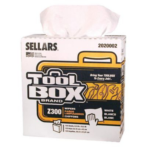 TOOLBOX Z300 Pop-Up Wipers, 1-Ply, 8.5 x 16.5, White, 8/Carton (2020002)