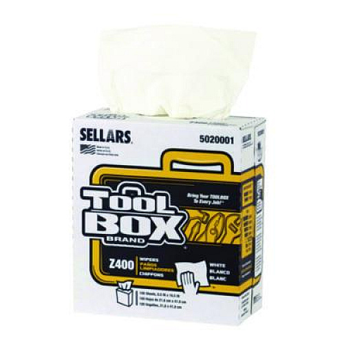 TOOLBOX Z400 Interfold Pop-Up Wipers, 1-Ply, 8.5 x 16.5, White, 8/Carton (5020001)