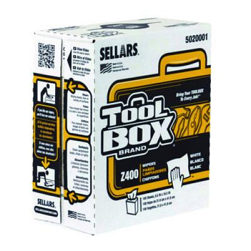 TOOLBOX Z400 Interfold Pop-Up Wipers, 1-Ply, 8.5 x 16.5, White, 8/Carton (5020001)