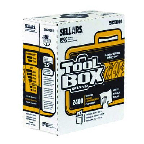 TOOLBOX Z400 Interfold Pop-Up Wipers, 1-Ply, 8.5 x 16.5, White, 8/Carton (5020001)