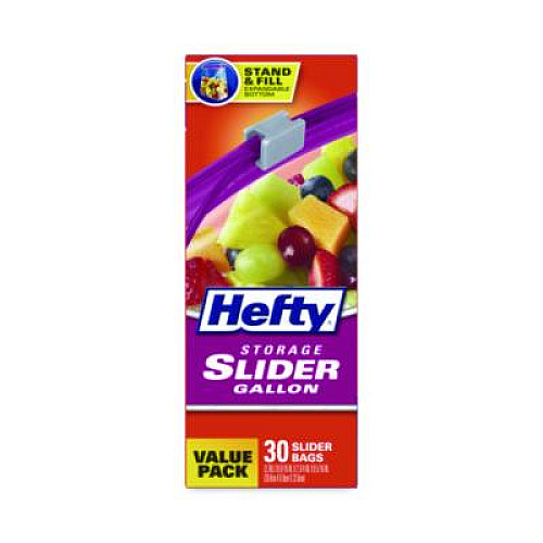 Hefty Slider Stand and Fill Food Storage Bags, Gallon, 10.56" x 11", Clear, 30 Bags/Box, 9 Boxes/Carton (R88071CT)