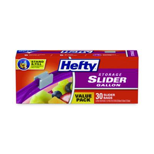 Hefty Slider Stand and Fill Food Storage Bags, Gallon, 10.56" x 11", Clear, 30 Bags/Box, 9 Boxes/Carton (R88071CT)