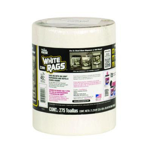 TOOLBOX Z300 Wipers Big Grip Refill, 1-Ply, 10 x 12, White, 6/Carton (20421)