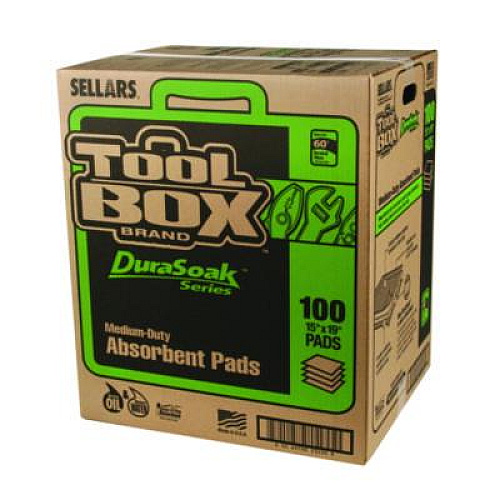 TOOLBOX DuraSoak Universal Sorbents Medium Duty Pad, 0.26 gal, 15 x 19, 100/Carton (23200)