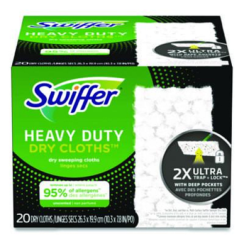 Swiffer Heavy-Duty Dry Refill Cloths, 10.3 x 7.8, White, 20/Pack, 4 Packs/Carton (77197)