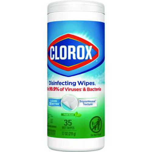Clorox Disinfecting Wipes, Bleach Free Cleaning Wipes, 1-Ply, 7 x 8, Fresh Scent, White, 35/Canister, 12 Canisters/Carton (01593CT)