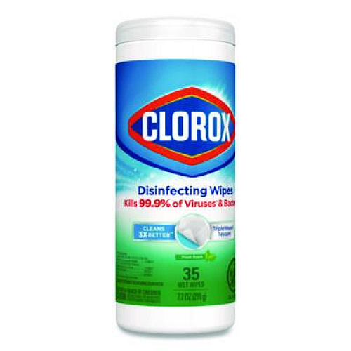Clorox Disinfecting Wipes, Bleach Free Cleaning Wipes, 1-Ply, 7 x 8, Fresh Scent, White, 35/Canister (01593EA)