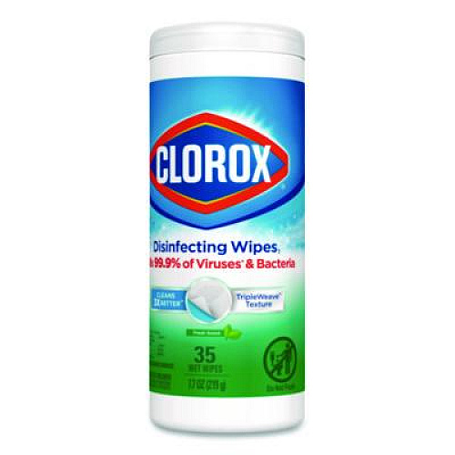 Clorox Disinfecting Wipes, Bleach Free Cleaning Wipes, 1-Ply, 7 x 8, Fresh Scent, White, 35/Canister (01593EA)