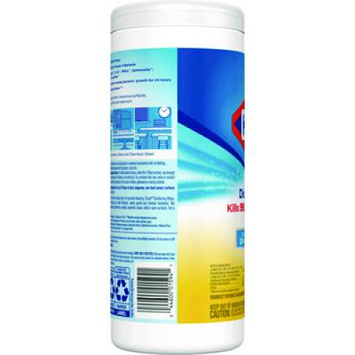 Clorox Disinfecting Wipes, Bleach Free Cleaning Wipes, 1-Ply, 7 x 8, Crisp Lemon, White, 35/Canister, 12 Canisters/Carton (01594CT)
