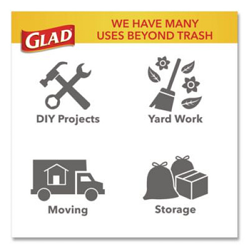 Glad ForceFlexPlus Drawstring Large Trash Bags, 30 gal, 1.05 mil, 30" x 32", Black, 70/Box (70358)