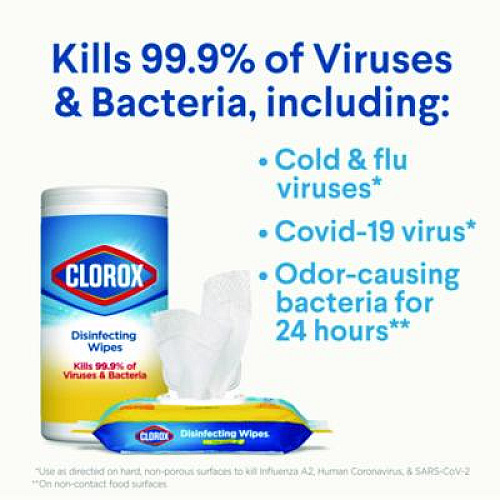 Clorox Disinfecting Wipes, Bleach Free Cleaning Wipes, 1-Ply, 7 x 8, Fresh Scent, White, 75/Canister, 6 Canisters/Carton (01656)
