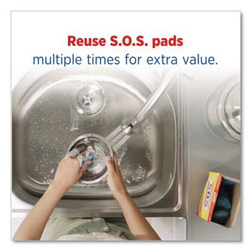 S.O.S. Steel Wool Soap Pads, Steel, 4/Box, 24 Boxes/Carton (98041)