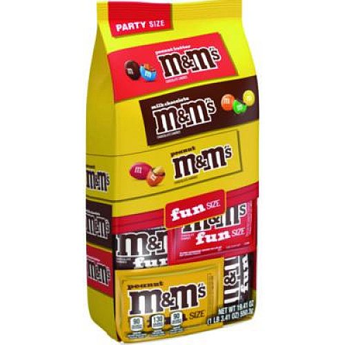 M & M's M and M'S Milk Chocolate, Peanut and Peanut Butter Variety Pack Fun Size Chocolate Candy Assortment, 19.41 oz Bag (59878)