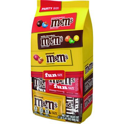 M & M's M and M'S Milk Chocolate, Peanut and Peanut Butter Variety Pack Fun Size Chocolate Candy Assortment, 19.41 oz Bag (59878)