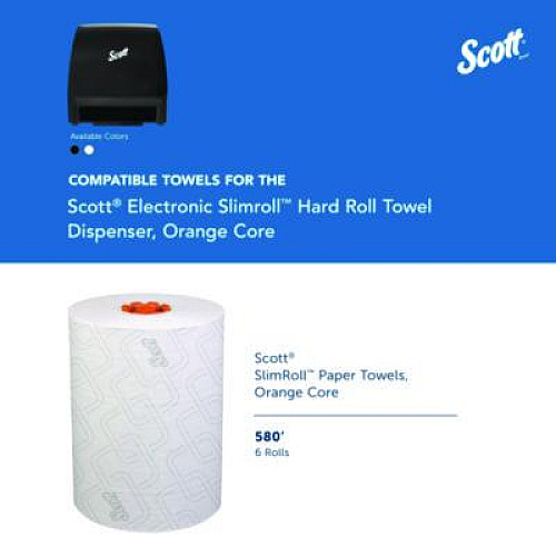 Scott Slimroll Electronic Towel Dispenser, 12.35 x 7.25 x 11.8, Black (47196)