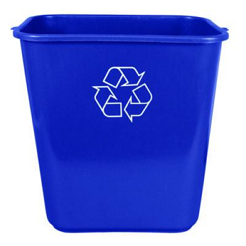 Impact Soft-Sided Recycle Logo Plastic Wastebasket, 28 qt, Polyethylene, Blue (7702BLUR)