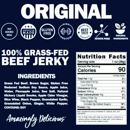 Field Trip Beef Jerky, Original, 1 oz Bag, 12 Bags/Carton (FLD00503)