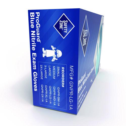 ProGuard Nitrile Gloves, Powder-Free, Large, 3 mil (Palm), 3.5 mil (Fingers), Blue, 100/Box, 10 Boxes/Carton (GNPRLG1A)