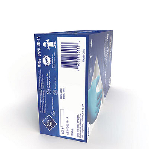 Safety Zone ProGuard Nitrile Gloves, Powder-Free, Medium, 3 mil (Palm), 3.5 mil (Fingers), Blue, 100/Box, 10 Boxes/Carton (GNPRMD1A)