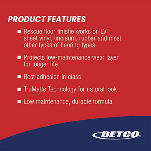 Betco Rescue TruMatte Floor Finish, 1 gal Bottle, 4/Carton (16820400)