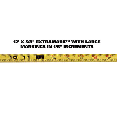 Great Neck ExtraMark Power Tape, 0.63" x 12 ft, Steel, Yellow/Black (95007)