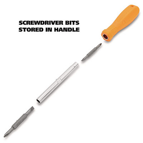 Great Neck 4 in-1 Screwdriver w/Interchangeable Phillips/Standard Bits, Assorted Colors (SD4BC)