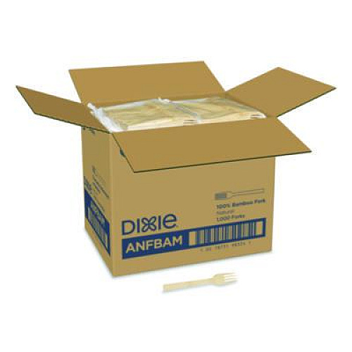 Dixie Bamboo Cutlery, Mediumweight Fork, Paper, Light Golden, 100/Pack, 10 Packs/Carton (ANFBAM)