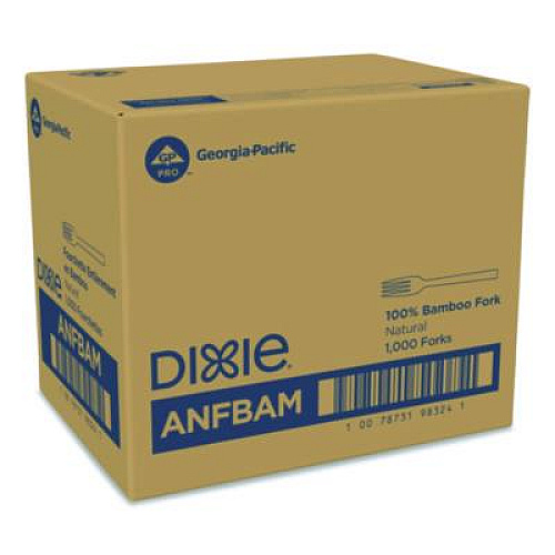 Dixie Bamboo Cutlery, Mediumweight Fork, Paper, Light Golden, 100/Pack, 10 Packs/Carton (ANFBAM)
