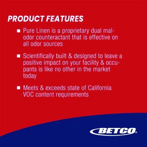 Betco SenTec Pure Linen Concentrate Odor Eliminator, Pure Linen, 128 oz Bottle, 4/Carton (41300400)