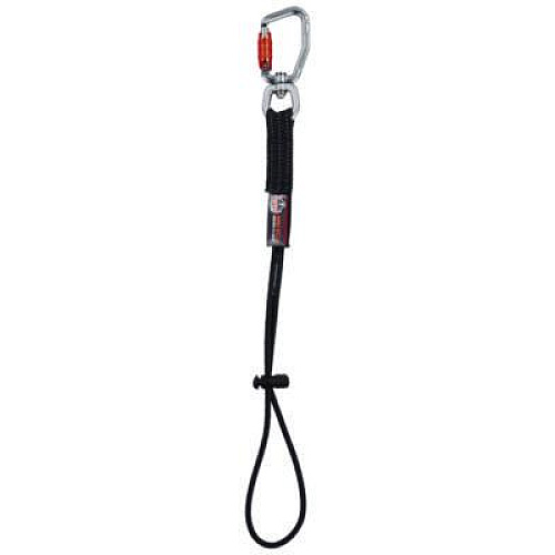 ergodyne Squids 3714 Elastic Tool Tail Lanyard w/Carabiner and Cinch Loop, 10 lb Max Working Capacity, 15" Long, Black, 3/Pack (19766)