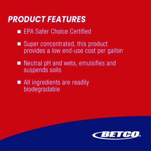 Betco Green Earth Daily Floor Cleaner, Unscented, 1 gal Bottle, 4/Carton (5360400CT)