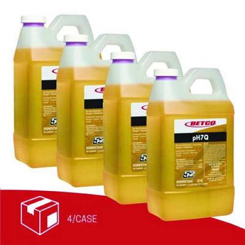 Betco pH7Q FastDraw Neutral Disinfectant, Pleasant Lemon Scent, 2 L Bottle, 4/Carton (3164700)