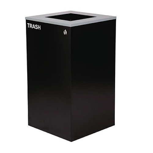 Alpine Industries 29 Gallon Trash/Recycling Cans, Steel, Blue Recycling Can with Square Lid, Black Trash Can with Square Lid (4450BLKKIT1)