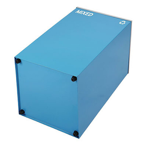 Alpine Industries 29 Gallon Trash/Recycling Cans, Steel, Blue Mixed Recycling Can with Square Lid, Black Trash Can with Square Lid (4450BLKKIT2)