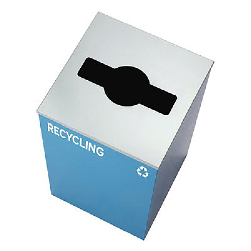 Alpine Industries 29 Gallon Trash/Recycling Cans, Steel, Blue Recycling with Mixed Lid, Black Trash Can with Square Lid (4450BLKKIT4)