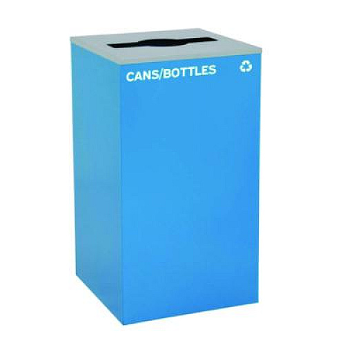 Alpine Industries 29 Gallon Trash/Recycling Cans, Steel, Blue Cans/Bottles Recycling with Mixed Lid, Black Trash Can with Square Lid (4450BLKKIT5)