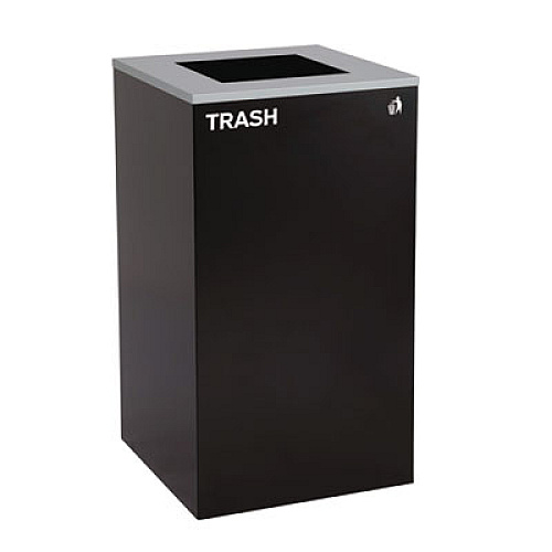 Alpine Industries 29 Gallon Trash/Recycling Cans, Steel, Blue Cans/Bottles Recycling with Mixed Lid, Black Trash Can with Square Lid (4450BLKKIT5)